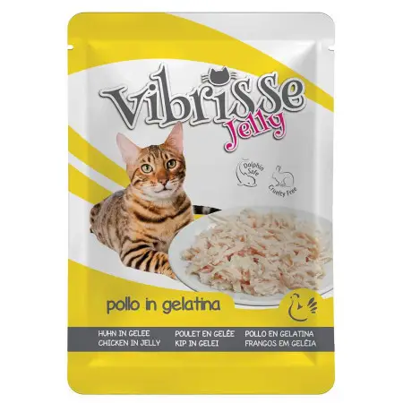 Вологий корм для котів VIBRISSE JELLY, куряче філе в желе, Пауч 70г