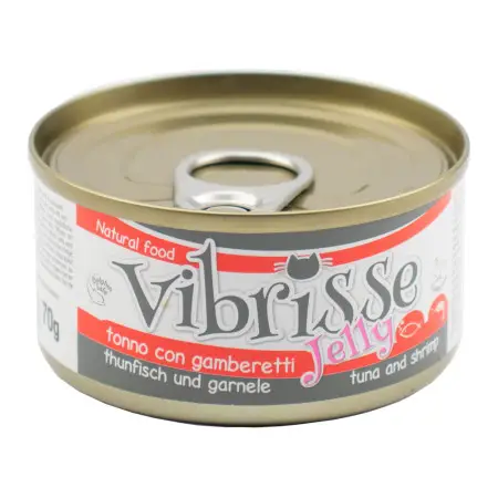 Вологий корм для котів VIBRISSE JELLY, тунець/креветки в желе, 70г