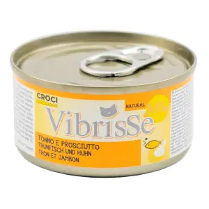 Вологий корм для котів VIBRISSE JELLY, тунець/куряча шинка в желе, 70г