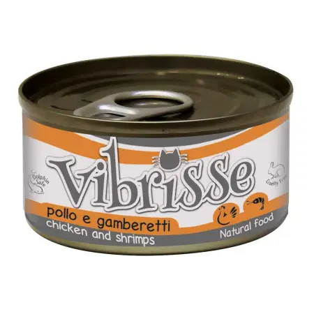 Вологий корм для котів VIBRISSE курка/креветки, 70г