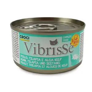 Вологий корм для котів VIBRISSE MENU, курка з тілапією в соусі з водоростей, 70г