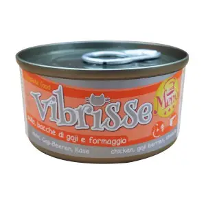 Вологий корм для котів VIBRISSE MENU, курка з ягодами годжи в сирному соусі, 70г