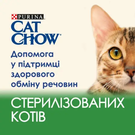 Вологий корм для стерилізованих котів Cat Chow Sterilised, шматочки в підливці, з ягням та зеленою квасолею, 85 г