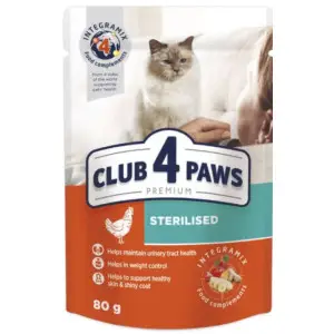 Вологий корм для стерилізованих котів Club 4 Paws Premium Sterilised cats, з куркою в желе 80 г