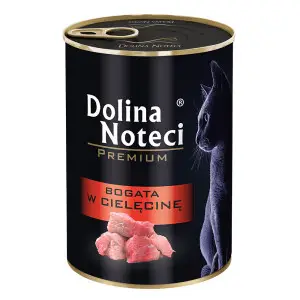 Вологий корм Dolina Noteci Premium для котів, м'ясні шматочки в соусі з телятиною,400 гр