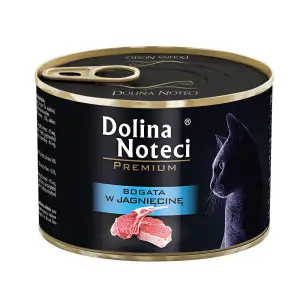 Вологий корм Dolina Noteci Premium для котів, м'ясні шматочки в соусі з ягнятиною,185 гр