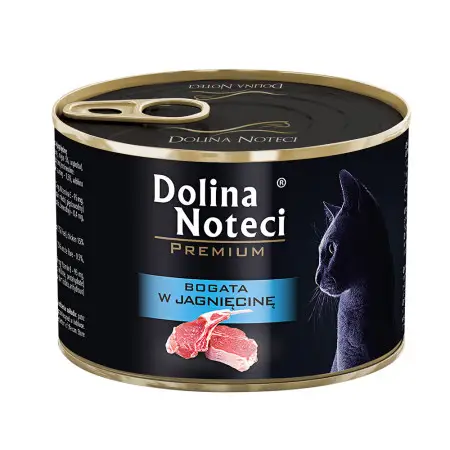Вологий корм Dolina Noteci Premium для котів, м'ясні шматочки в соусі з ягнятиною,185 гр