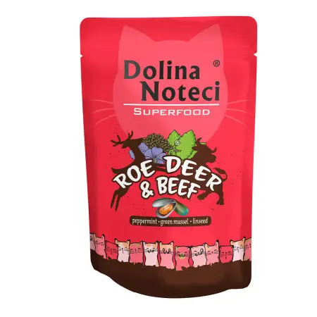 Вологий корм Dolina Noteci Superfood для котів з косулею і яловичиною,85 гр
