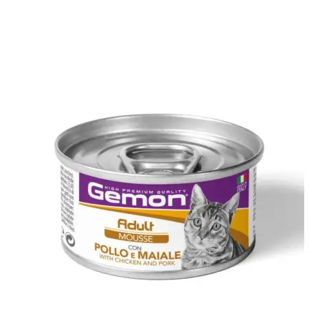 Вологий корм Gemon Cat Wet Adult для котів паштет з куркою та свининою 85 г