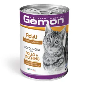 Вологий корм Gemon Cat Wet Adult для котів з куркою та індичкою 415 г