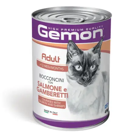 Вологий корм Gemon Cat Wet Adult для котів з лососем та креветками 415 г