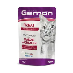Вологий корм Gemon Cat Wet Adult для котів з яловичиною та овочами 100 г