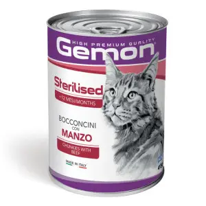 Вологий корм Gemon Cat Wet Adult для котів зі шматочками яловичини 415г