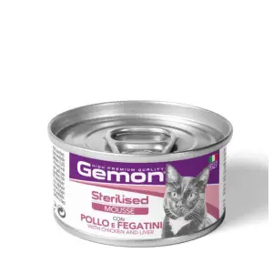 Вологий корм Gemon Cat Wet Sterilised для стерилізованих котів паштет з куркою та печінкою 85 г