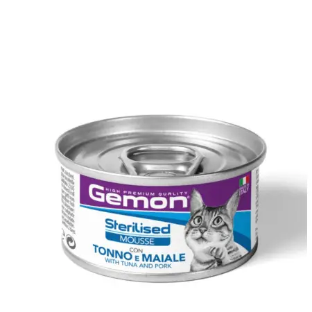 Вологий корм Gemon Cat Wet Sterilised для стерилізованих котів паштет з тунцем та свининою 85 г