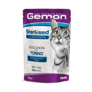 Вологий корм Gemon Cat Wet Sterilized для стерилізованих котів з тунцем та рибкою дорі 100 г