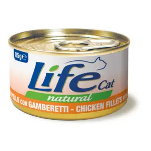 Вологий корм LifeCat Chicken Fillets With Shrimps для котів від 6 місяців, з курячим філе та креветками, 85 г