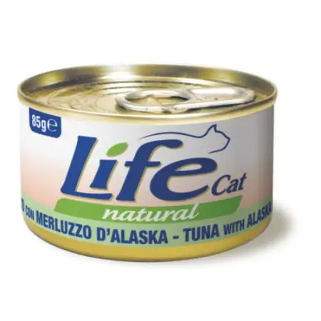 Вологий корм LifeCat Tuna With Alaska Pollock для дорослих котів, тунець та тріска, 85 г