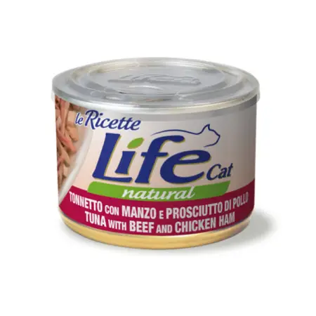 Влажный корм LifeCat Tuna With Beef And Chicken Ham для взрослых кошек, тунец с говядиной и куриной ветчиной, 150 г