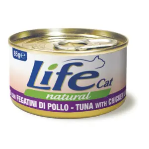 Вологий корм LifeCat Tuna With Chicken Liver для котів від 6 місяців, тунець з курячою печінкою, 85 г