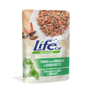Влажный корм LifeCat Tuna With Clams And Shrimps для кошек от 6 месяцев, тунец с мидиями и креветками, 70 г