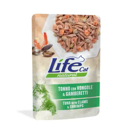 Вологий корм LifeCat Tuna With Clams And Shrimps для котів від 6 місяців, тунець з мідіями та креветками, 70 г