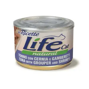 Влажный корм LifeCat Tuna With Grouper And Shrimps для кошек от 6 месяцев, тунец с окунем и креветками, 150 г