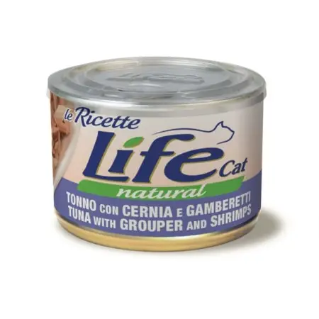 Вологий корм LifeCat Tuna With Grouper And Shrimps для котів від 6 місяців, тунець з окунем та креветками, 150 г