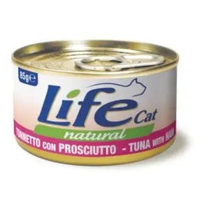 Влажный корм LifeCat Tuna With Ham для кошек от 6 месяцев, с тунцом и куриной ветчиной, 85 г