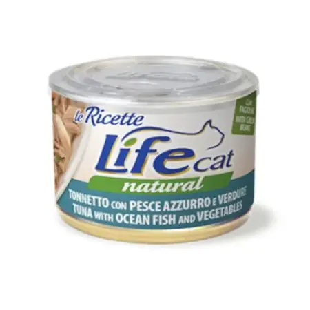 Влажный корм LifeCat Tuna With Ocean Fish для кошек от 6 месяцев, тунец с океанической рыбой и овощами, 150