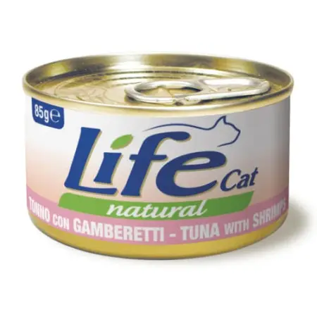 Вологий корм LifeCat Tuna With Shrimps для котів від 6 місяців, з креветками та тунцем, 85 г