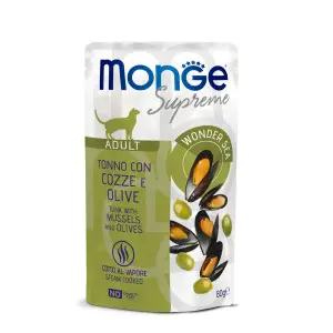 Вологий корм Monge Cat Wet Adult для котів з тунцем, мідіями та оливками 80 г
