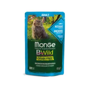 Вологий корм Monge Cat Wet Bwild Grain Free для котів з анчоусами та овочами 85 г