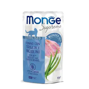 Вологий корм Monge Cat Wet Sterilised для стерилізованих котів з тунцем, кефаллю та стручковою квасолею 80 г