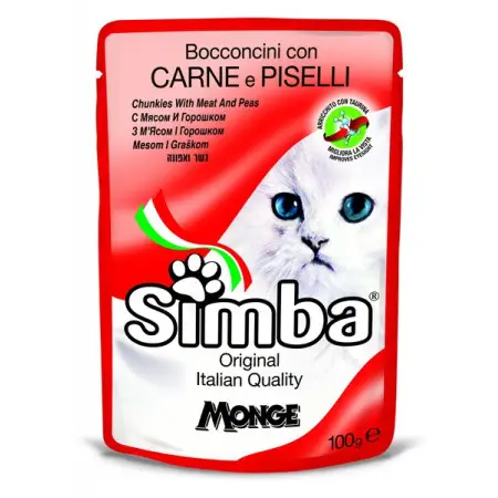 Вологий корм Monge Simba Cat Wet для котів м'ясні шматочки в соусі 100 г