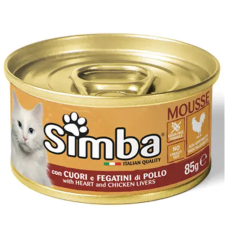 Вологий корм Monge Simba Cat Wet для котів Паштет з курячими сердечками та печінкою 85 г