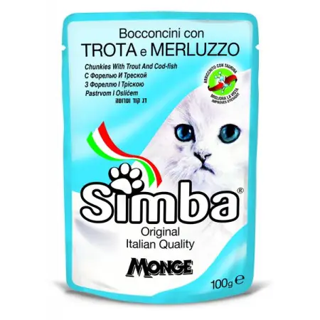 Вологий корм Monge Simba Cat Wet для котів Шматочки форелі та тріски в соусі 100 г