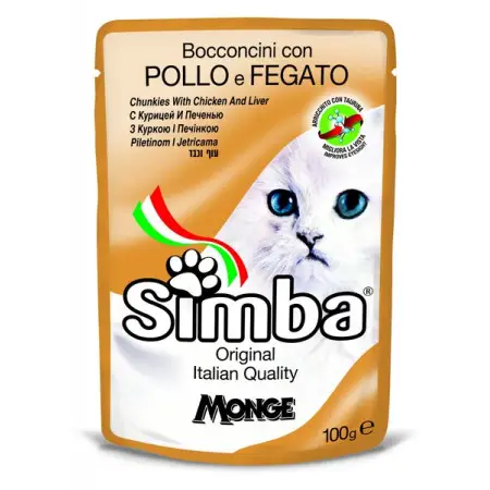 Вологий корм Monge Simba Cat Wet Шматочки курки та печінки в соусі 100 г