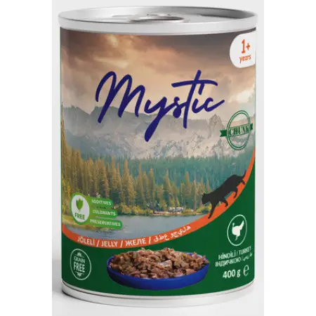 Вологий корм Mystic для котів шматочки Індичка в желе 400г