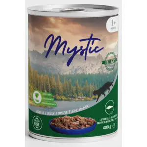 Вологий корм Mystic для котів шматочки Морського Окуня в желе 400г .