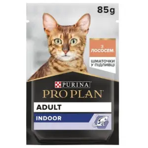 Вологий корм Purina Pro Plan Adult Indoor Nutrisavour для кішок, що живуть у приміщенні Шматочки з лососем 85г