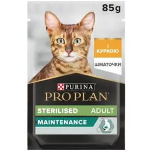 Вологий корм Purina Pro Plan Nutrisavour Sterilised для дорослих стерилізованих котів, шматочки курки у соусі, 85 г