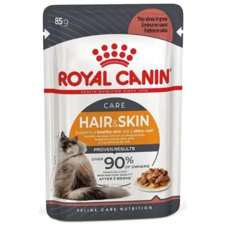 Вологий корм Royal Canin Hair & Skin для дорослих кішок підтримка здоров'я шкіри та шерсті у соусі, 85 г