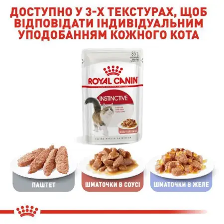 Вологий корм Royal Canin Instinctive для кішок, шматочки в соусі, 85 г
