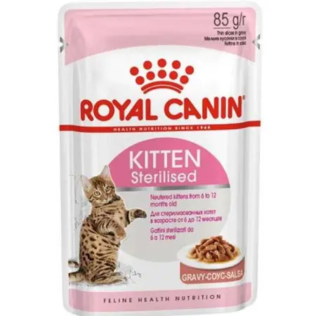 Вологий корм Royal Canin Kitten Sterilised для стерилізованих кошенят, шматочки в соусі, 85 г