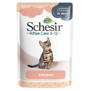 Вологий корм Schesir Kitten Care Chicken Fillet для кошенят з курячим філе в желе 85г