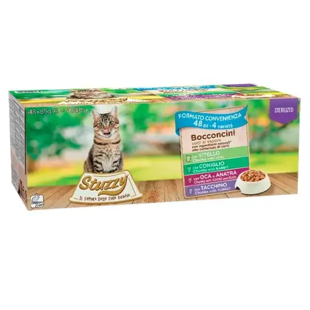 Вологий корм Stuzzy Cat Sterilized Multipack мультипак для стерилізованих кішок та кастрованих котів в соусі, пауч 48х85г