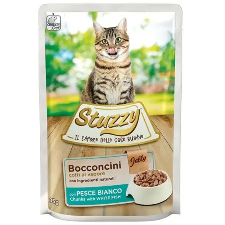 Вологий корм Stuzzy Cat White Fish для котів, біла риба в желе, пауч 85г