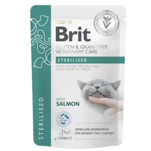 Вологий лікувальний корм Brit GF VD Care Sterilised для котів з лососем 85г