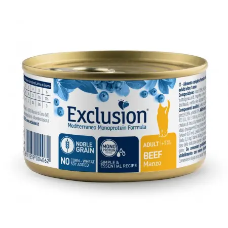 Вологий моноротеїновий корм Exclusion Adult Beef для дорослих котів з яловичиною 85 г